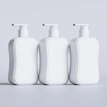 Liquid soap packaging with blank label white color isolated on gray backgrou Illustrazione stock