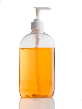Liquid soap plastic container in white background Stock Photos
