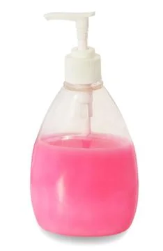 Liquid soap plastic pump bottle isolated on white. Stock Photos
