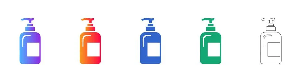 Liquid Soap Pump Bottle Icon Collection Stock Illustration