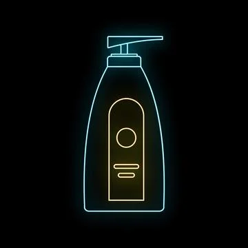 Liquid soap pump dispenser bottle neon glow icon Stock Illustration