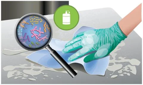 Liquid soap use to clean the surface from germs Stock Illustration