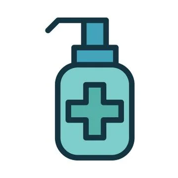 Liquid, soft soap line icon with bubbles. イラスト素材