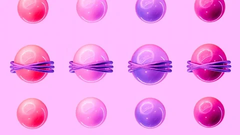 Liquid spheres moving through rings Stock Footage 295184610