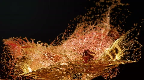 Liquid Splash. Alcohol, Tea, Cola. Super Slow motion. Видео 65279517