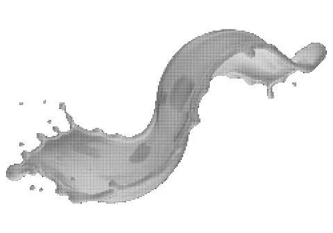 Liquid splash dynamic motion wave created with monochromatic halftone dot p.. Stock-Illustration