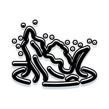 Liquid splash foam bubbles abstract black line Stock Illustration