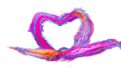 Liquid Splash of Love Heart shape, Valentines day Stock Footage 85474111