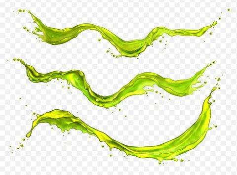 Liquid splashes of apple juice, green water or tea Stock Illustration