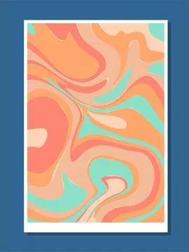 Liquid splashes poster. Orange and green pattern. Abstract minimalistic 스톡 일러스트