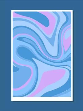Liquid splashes poster. Violet and blue pattern. Abstract minimalistic Stock Illustration