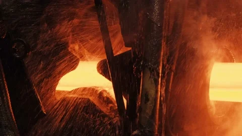 Liquid steel is poured into molds in casting plants and turned into Stock Footage 201652642