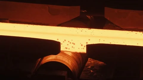 Liquid steel is poured into molds in casting plants and turned into Stock Footage 201652646