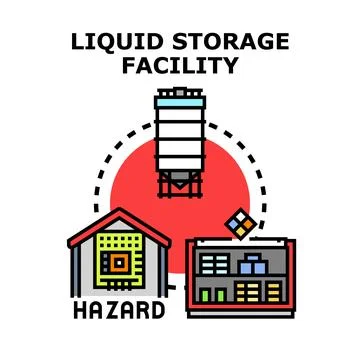 Liquid storage facility and material hazard concept Stock Illustration