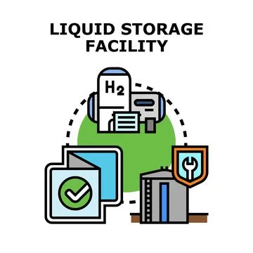 Liquid storage facility with hydrogen tank concept Stock Illustration