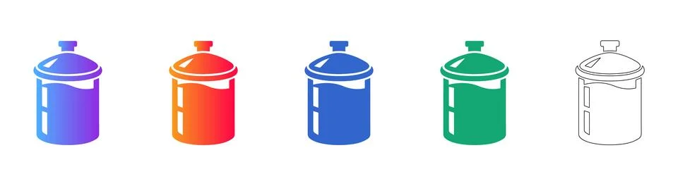 Liquid Storage Jar Icon Set Stock Illustration