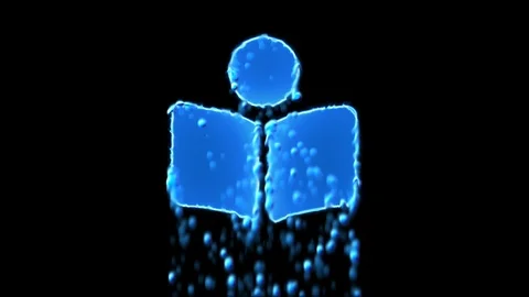 Liquid symbol book reader appears with water droplets. Then dissolves with drops Stock Footage 100366665