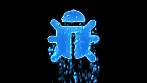 Liquid symbol bug appears with water droplets. Then dissolves with drops of Stock Footage 100360675