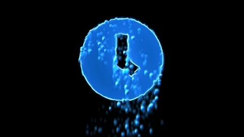 Liquid symbol clock appears with water droplets. Then dissolves with drops of Stock Footage 100460607