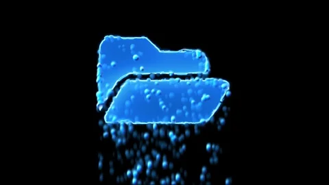 Liquid symbol folder open appears with water droplets. Then dissolves with drops Stock Footage 100870427