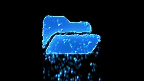 Liquid symbol folder open appears with water droplets. Then dissolves with drops Stock Footage 100870550