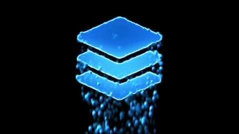 Liquid symbol layer group appears with water droplets. Then dissolves with drops Stock Footage 101375487