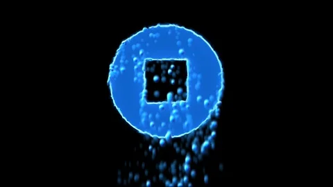 Liquid symbol stop circle appears with water droplets. Then dissolves with drops Stock Footage 102278694