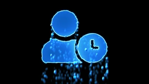 Liquid symbol user clock appears with water droplets. Then dissolves with drops Stock Footage 102629575
