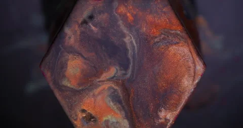 Liquid texture pigment spill glitter ink hexagon Stock Footage 339773544