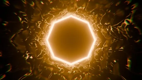 Liquid Tunnel Effect VJ Loop 4K - Hypnotic Music Background Animation Gold Stock Footage 293944181