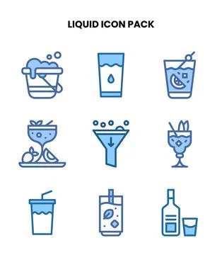 Liquid Two Colour Design Icons Pack Stock Illustration
