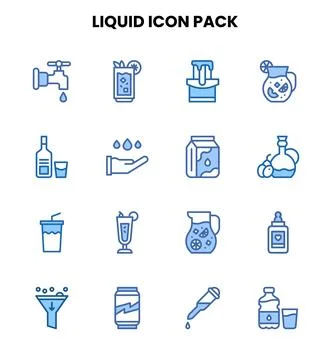 Liquid Two Colour Graphics Icons Pack Stock Illustration