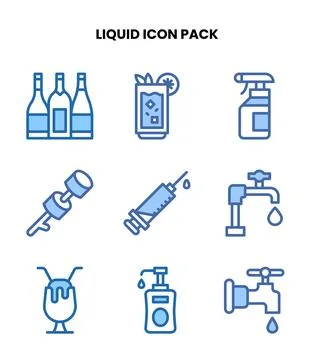 Liquid Two Colour Set Icons Pack Stock Illustration