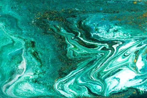 Liquid uneven green marbling pattern with glare of light Stock Illustration