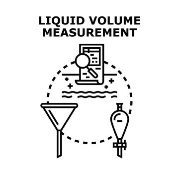 Liquid volume measurement using laboratory equipment and analysis Illustrazione stock