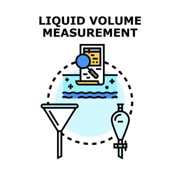 Liquid volume measurement using laboratory equipment and analysis Illustrazione stock
