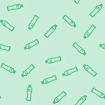 Liquid water plastic bottle line vector seamless pattern Illustrazione stock