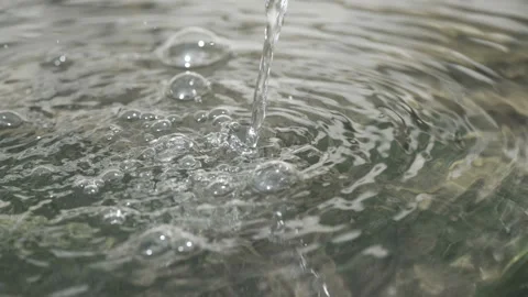 Liquid water source flowing close up,wellspring clean pure water resource 4k Stock Footage 148056870