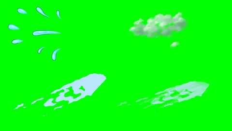 Liquid water splashes fluffy white clouds and expanding smoke effects 2d Stock Footage 334703056