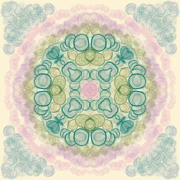 Liquid water texture geometric tile design in muted colors on square backgrou Stock Illustration