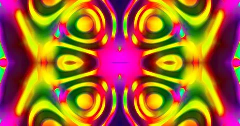 Liquid Wave Blob Fluorescent Neon Abstract Pattern Background Kaleidoscope Illustrazione stock