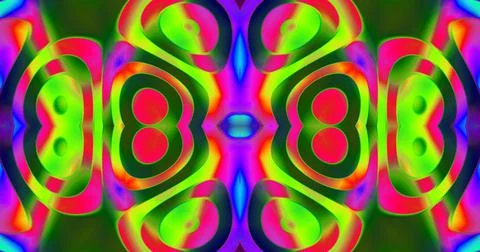 Liquid Wave Blob Fluorescent Neon Abstract Pattern Background Kaleidoscope Illustrazione stock