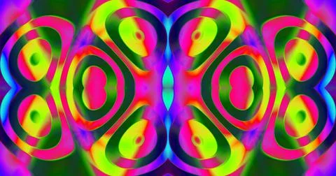Liquid Wave Blob Fluorescent Neon Abstract Pattern Background Kaleidoscope Illustrazione stock