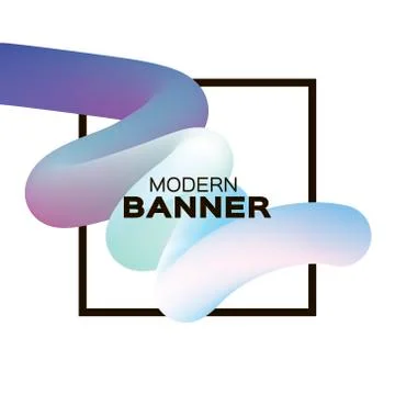 Liquid Wave Poster. Shapes with Square frame. Space for text. Dynamic Effect on Stock Illustration