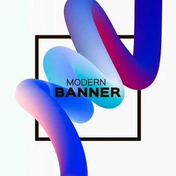 Liquid Wave Poster. Shapes with Square frame. Space for text. Dynamic Effect on Stock Illustration