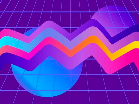 Liquid wave, violet gradient. Modern trend background. Synthwave, futurism ba Stock-Illustration