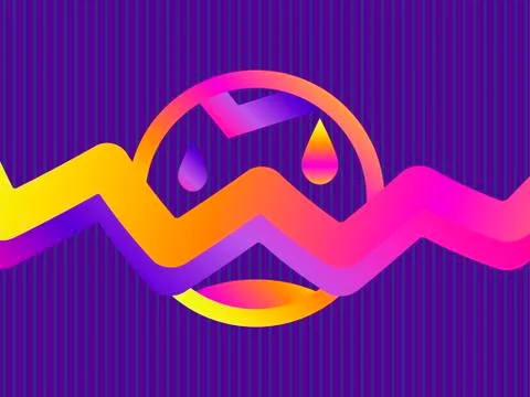 Liquid wave, violet gradient. Modern trend background. Synthwave, futurism ba Stock Illustration