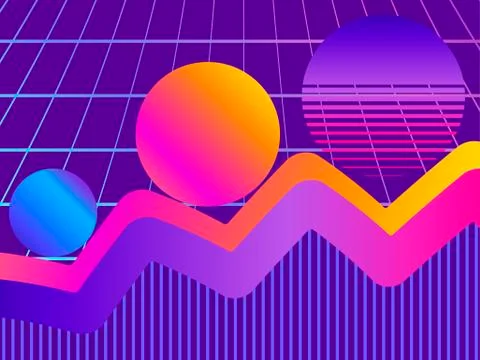 Liquid wave, violet gradient. Modern trend background. Synthwave, futurism ba Stock Illustration