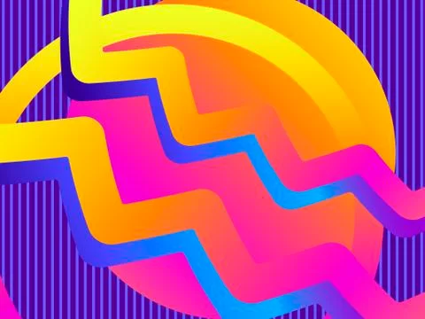 Liquid wave, violet gradient. Modern trend background. Synthwave, futurism ba Illustrazione stock