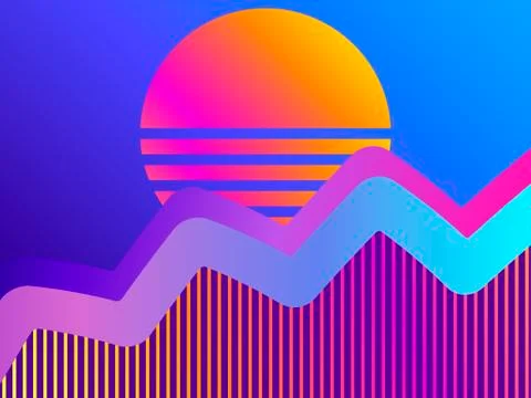 Liquid wave, violet gradient. Modern trend background. Synthwave, futurism ba Illustrazione stock